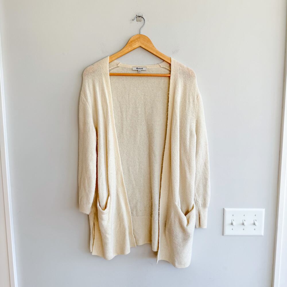 Madewell Cozy Walker Merino Wool Cardigan Sweater Cream XS